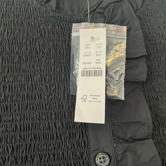 J CREW SMOCKED BUTTON UP MINI DRESS BLACK XXS - Picture 3 of 6